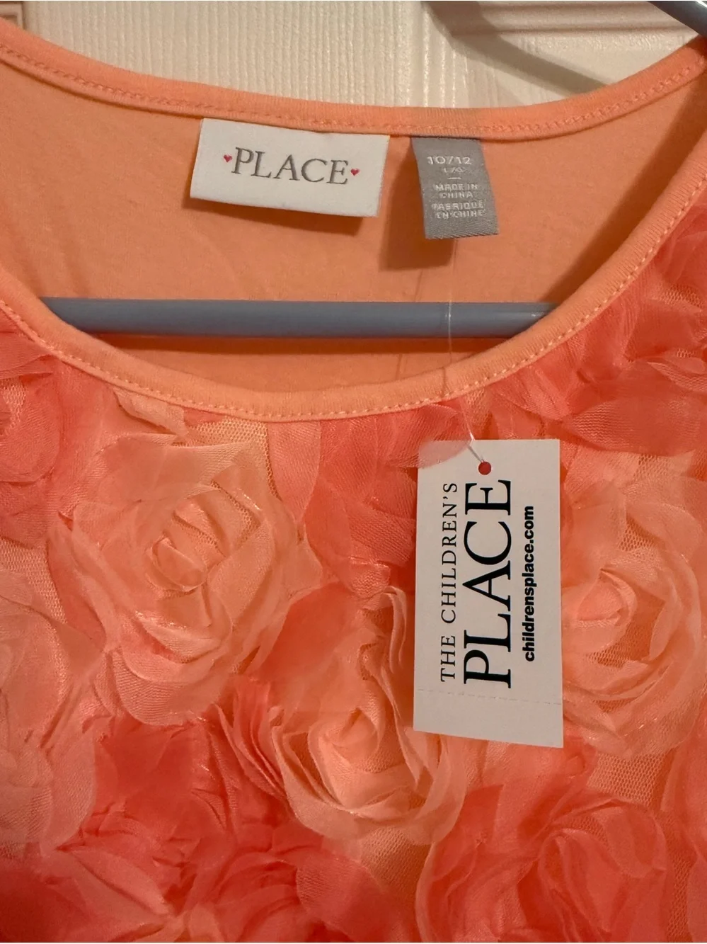 The Children's Place Coral Floral Bow Dress for Girls NWT 10/12